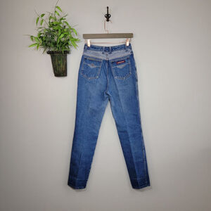 RARE Jordache 80s Straight Leg Jeans Two Tone Horse Embroidered High Rise USA 2